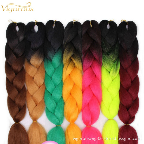 Vigorous Free Sample 24inch Synthetic Jumbo Braiding Hair Long Braid Hairpieces Ombre Crochet Braids Extensions for Black Women